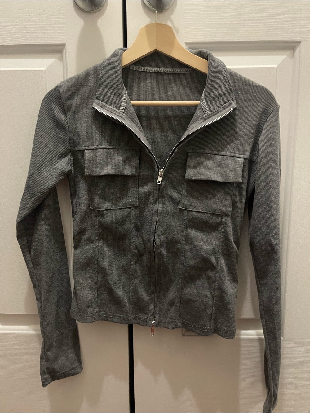 Women's Gray Zip-Front Jacket